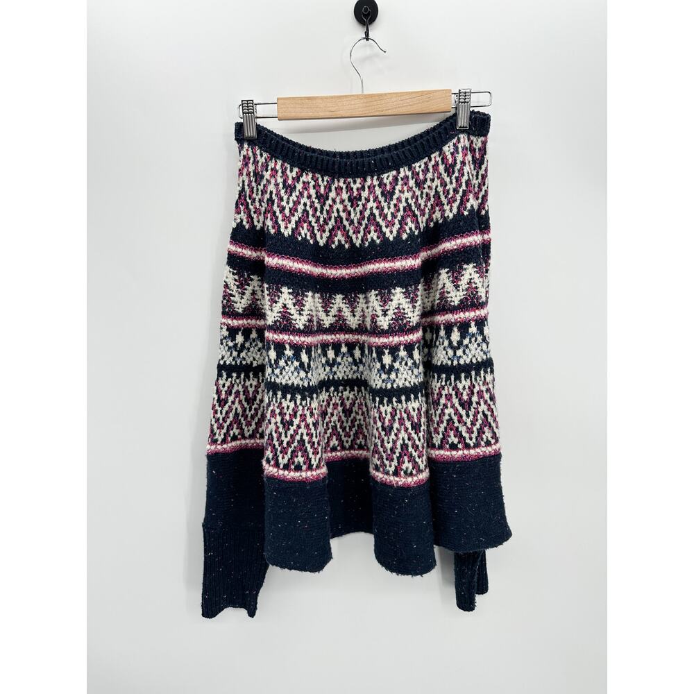 Anthropologie Sleeping on Snow Midland Nordic Fair Isle‎ Poncho Sweater M/L BL35